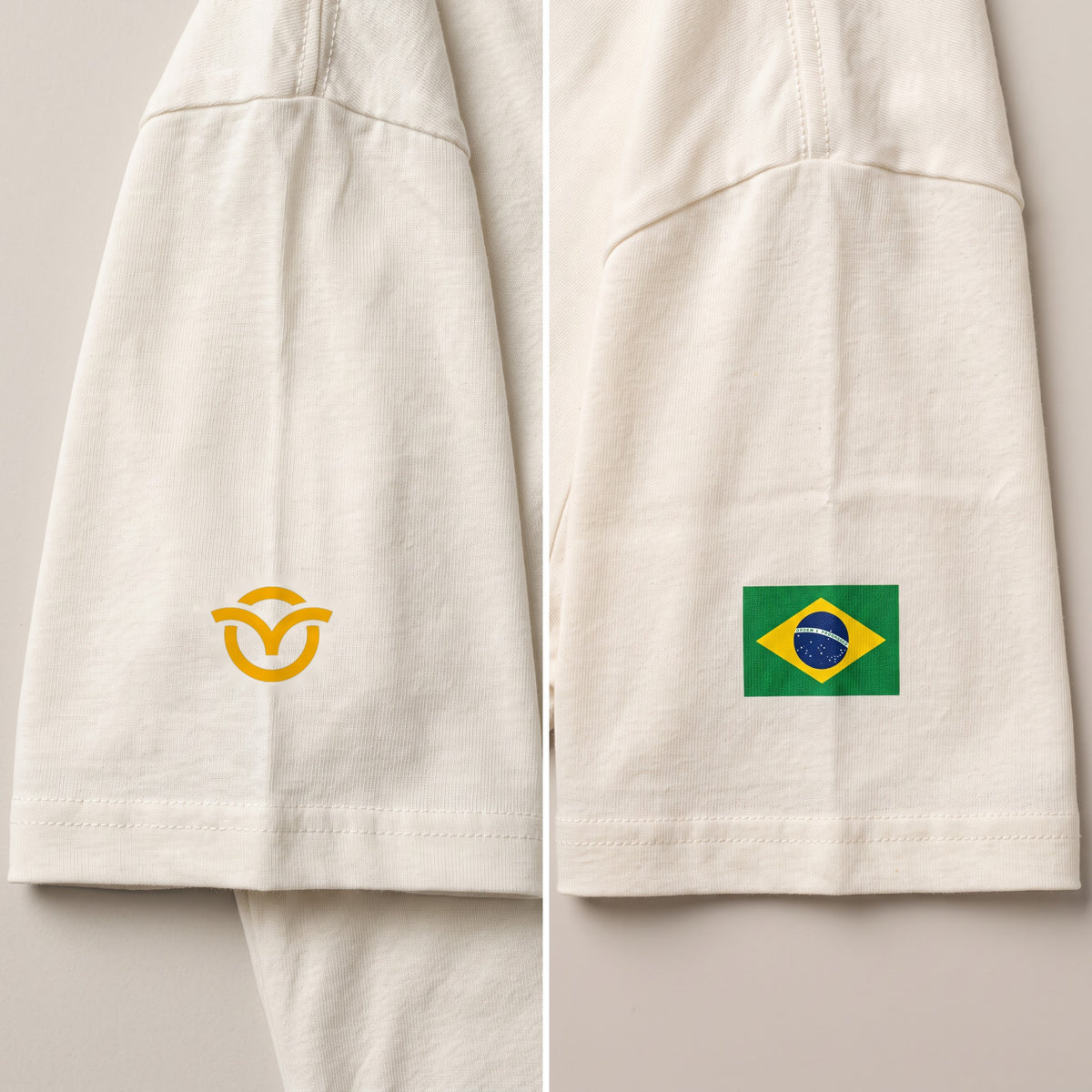 Mangas da Camiseta Home Wild Home: símbolo Arpine e bandeira do Brasil